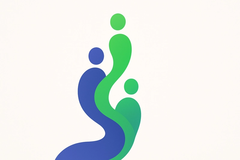 A minimalist illustration symbolising the strength and unity of generations supporting each other toward shared progress.