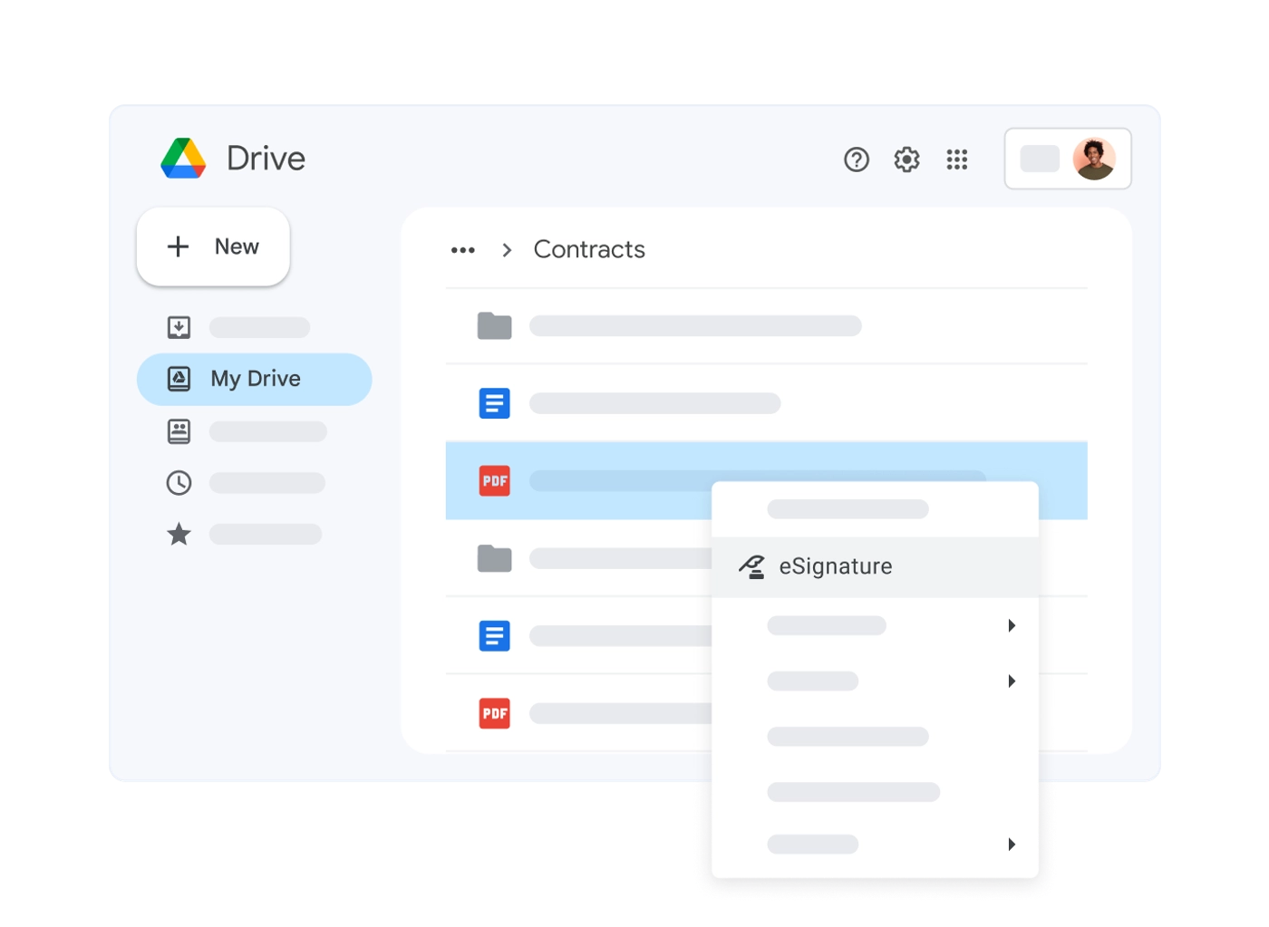 Google Workspace e-signature workflow interface